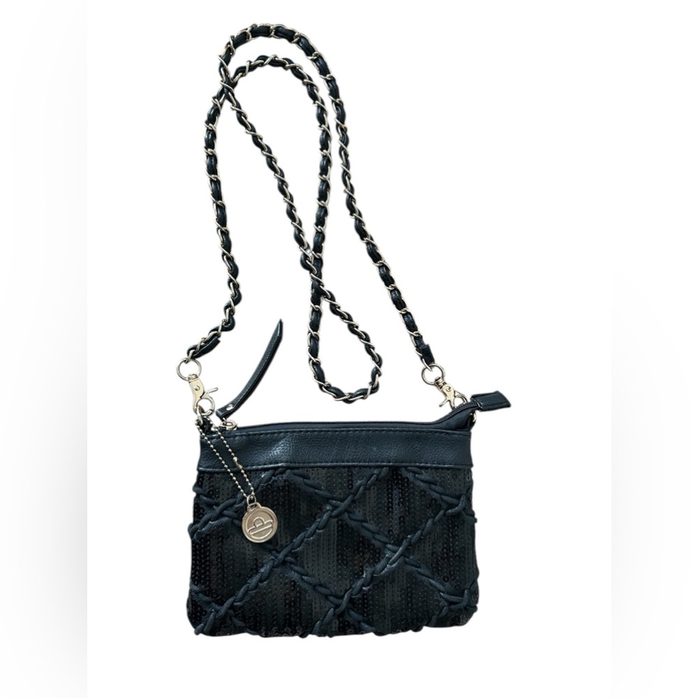 5/$25 Big Buddha Black Woven Crossbody Mini Bag NWOT - Picture 2 of 7